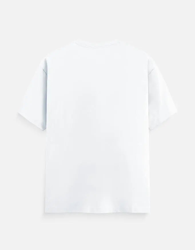 Plain white short-sleeve cotton T-shirt shown from the back on a light background