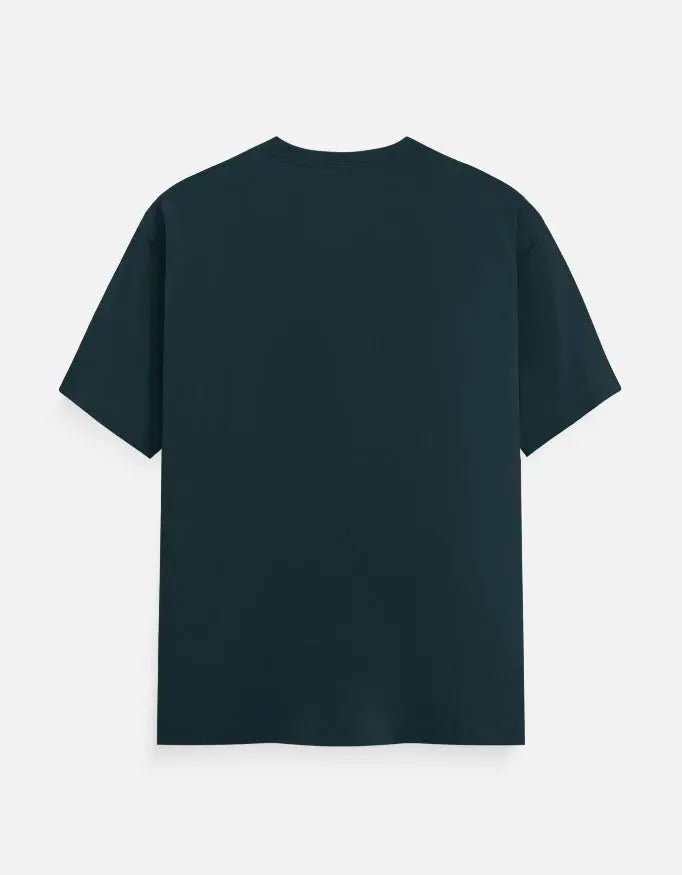 Plain dark green short-sleeve crew neck t-shirt displayed from the back on a white background