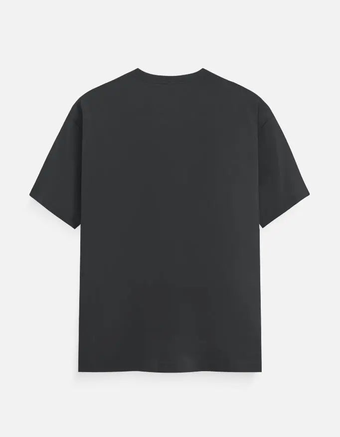 Back view of plain black short sleeve t-shirt on white background