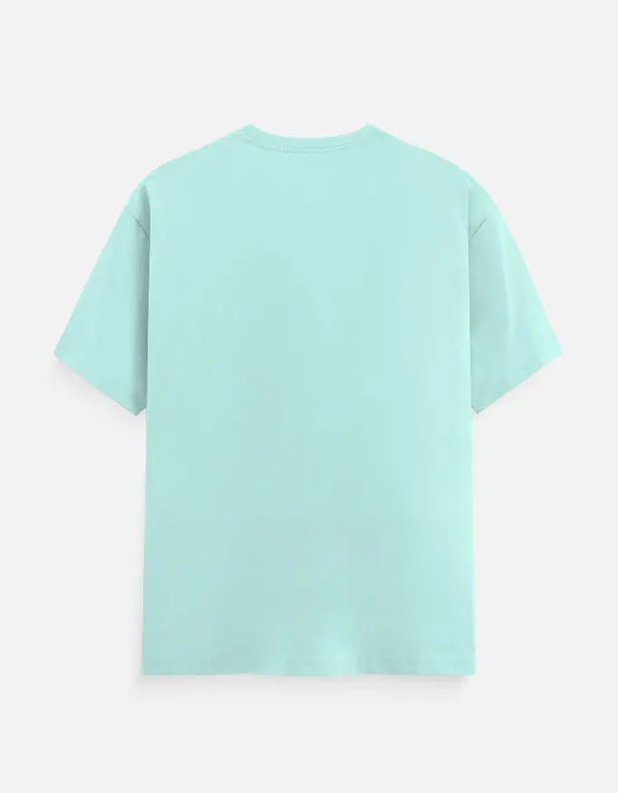 Back view of a plain light blue short-sleeve cotton T-shirt on white background